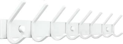 Produktbild von TOJ Living Wandgarderobe - 62CM -16 Haken - Kleiderhaken - Garderobenhaken - Garderobenhaken Wand - Garderobe weiß - Garderobenstange Wandmontage - Wandhaken Garderobe - Edelstahl - Weiß