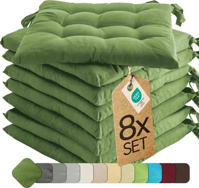 Produktbild von Sitzkissen Stuhlkissen Indoor & Outdoor 8er Set 40x40 cm - Kaktus - etérea Stuhl Kissen Auflage mit Bändern