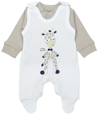 Produktbild von TupTam Baby Mädchen Jungen Strampler mit Langarmshirt Aufdruck Spruch 2 teilig, Farbe: Giraffe, Größe: 68