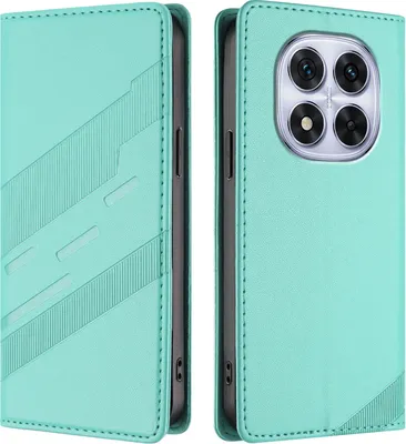 Produktbild von Hülle für Xiaomi Redmi Note 14 Pro 4G, Kunstleder Brieftaschen Handyhülle mit Kartenfach und Standfunktion Türkis