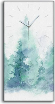 Produktbild von Leinwand Wanduhr Wandkunst Uhr 30x60 Landschaft des nebligen Waldes Winter - weiße Hände
