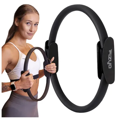 Produktbild von Fizyo Pilates Ring 38 cm – Leichter Yoga Ring mit Doppelgriff, Premium Magic Circle für Pilates & Fitness, Gymnastikring, Fitness, Schwarz