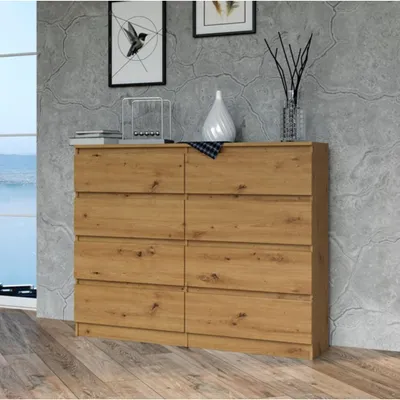 Image de Commode, chambre à coucher couloir, armoire, sideboard, highboard avec 8 tiroirs, largeur 120 cm hauteur 97 | Artisan