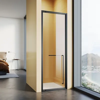 Immagine prodotto di SONNI nero opaco Porta doccia con cerniere invisibili, 70x195 cm, porta doccia con un unico vetro di sicurezza da 6 mm