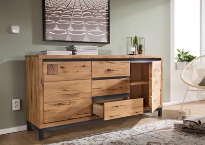 Produktbild von MASSIVMOEBEL24 Sideboard Wildeiche 175x45x85 natur geölt VILLANDERS #109