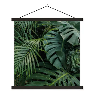 Produktbild von MuchoWow® Textilposter Pflanzen - Dschungel - Blätter - Tropisch 90x90 cm mit schwarzem Rahmen - Magnetisches