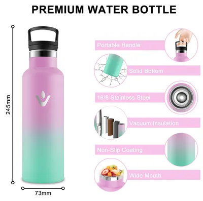 Zdjęcie produktu dla Butelka do picia z nierdzewnej stali Mujigaga, 500 ml, wolna od BPA, szczelna
