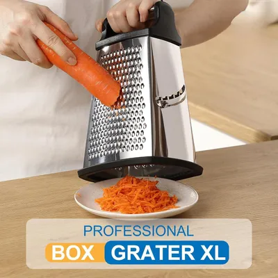 Obrázek produktu pro Strouháč na sýr, 4 strany, nerezová ocel, vhodný do myčky, černý, pro kuchyň