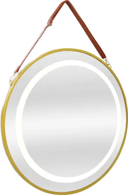 Immagine prodotto di Specchio da bagno a LED 'Picerno' Ø70cm con sospensione e 3 colori di luce oro