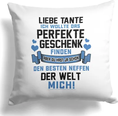Produktbild von 22Feels Beste Tante Geschenk von Neffe Geburtstag Weihnachten Deko Kissen Frauen Dekoration von Nichte Neffe Wohnaccessoire Wohnzimmer Schlafzimmer Couch