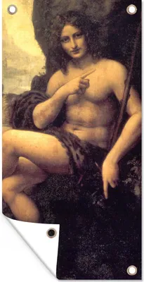 Produktbild von MuchoWow® 40x80 cm Outdoor-Poster Gartendeko Sichtschutz Garten Poster für den Garten  Der heilige Johannes in der Wüste - Leonardo da Vinci