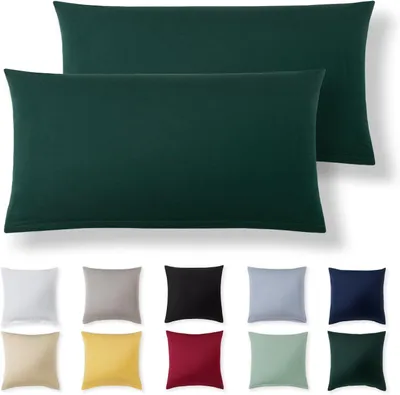 Zdjęcie produktu dla Poszewki na poduszki 30 x 50 cm (zestaw 2 szt.) - kolor: zielony (odcienie zieleni) - 100% bawełna dżersejowa - poszewki na poduszki 30 x 50 cm, poszewki na poduszki do spania
