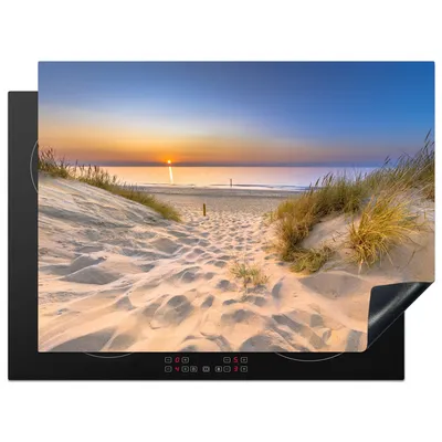 Obrázek produktu pro KitchenYeah® Krycí deska na sporák duna - západ slunce - horizont - pláž - tráva, 70x52cm, dekorace do kuchyně, keramická krycí deska na sporák, krycí deska na sporák