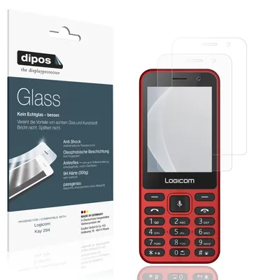 Produktbild von 2x Schutzfolie für Logicom Kay 284 matt - Anti-Shock 9H Folie dipos Glass Kunststoffglas