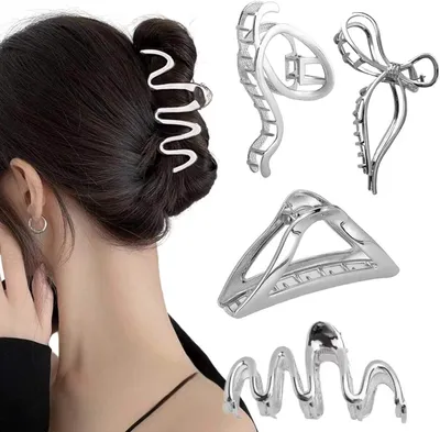 Imagen del producto de Pinzas grandes para el cabello, 4 unidades, de metal, ideales para cabello grueso, pasacables para mujeres
