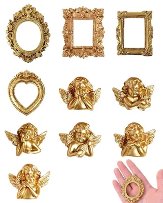 10er-Set Mini-Fotolijsten, Vintage, Gold, Harz, Barock, DIY