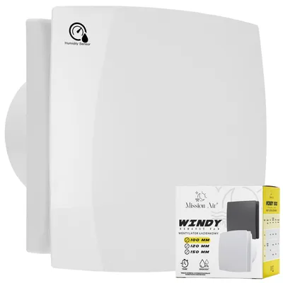 Immagine prodotto di VENTILATORE DA BAGNO WINDY 100 H+T BIANCO silenzioso TIMER + SENSORE DI UMIDITÀ