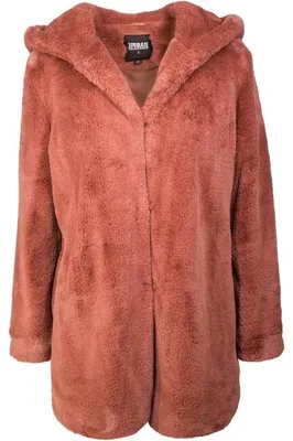 Zdjęcie produktu dla Urban Classics Ladies - płaszcz pluszowy z kapturem dunkel rose - M
