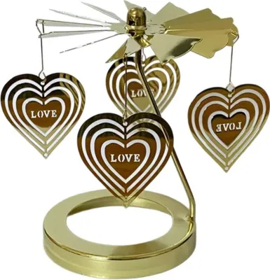 Productafbeelding van INF Roterende theelichthouder carrousel met 7,4 cm basis - Gouden metalen roterende kandelaar