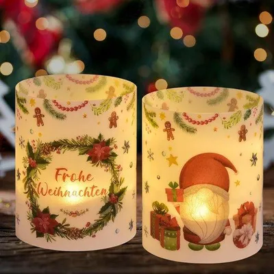 Produktbild von Famanu Windlichter Set Weihnachts- und Winterdekoration - Tischdekoration für Innen und Außen