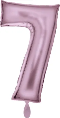 Zdjęcie produktu dla Balon foliowy cyfra 7 satynowy pastelowy róż 86 cm
