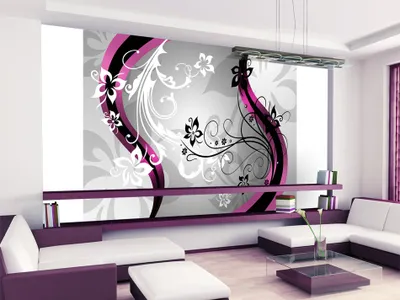 Immagine prodotto di Carta da parati fotografica in tessuto non tessuto fiori 400x280 cm carta da parati murale XXL astratta ornamento grigio rosa rosa 10110906-10