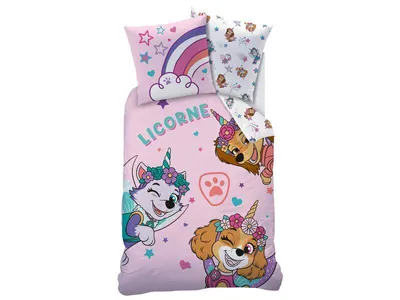 Zdjęcie produktu dla Poszewka na kołdrę PAW Patrol z motywem jednorożca – 140 x 200 + 63 x 63 cm – bawełna