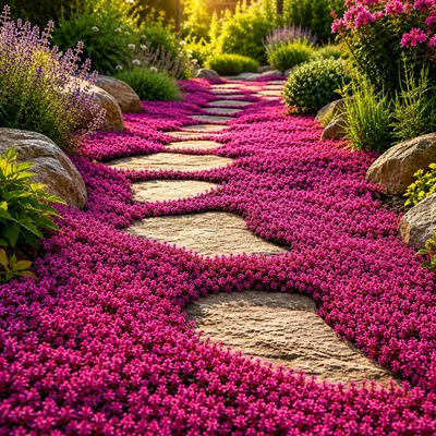 Produktbild von Stauden Gänge 3 x Thymus praecox 'Red Carpet‘ - Roter Polsterthymian - Aromatisches Bodendeckerwunder für sonnige Plätze - trittfest