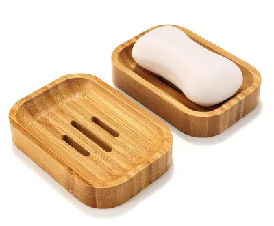 Image de Support pour savons en bambou, lot de 2, pour salle de bain et cuisine