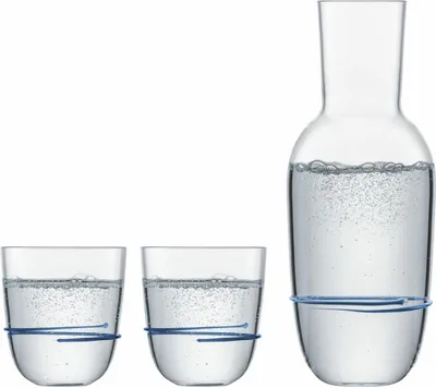 Immagine prodotto di ZWIESEL GLASS fatto a mano 1382 KARAFFE 0,75 + 2 BECHER 42 AURA BLAU 121694