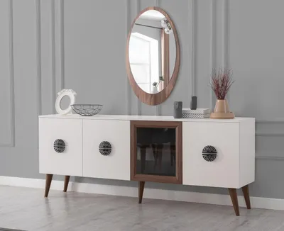 Produktbild von Moderne Esszimmer Möbel Designer Sideboard Luxus Spiegel 2tlg Set Neu