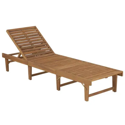 Productafbeelding van Opklapbare ligbed van acaciahout met kussen in beige kleur