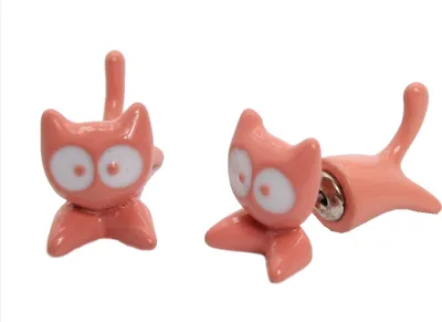 Produktbild von 3D Katzen Ohrstecker Ohrringe in der Farbe Lachsfarben