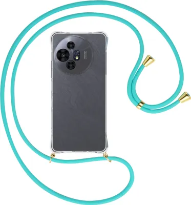 Produktbild von Handykette Backcover-Schutzhülle mit Band (Metall goldfarben) für TCL 50 NxtPaper 5G/TCL 50 Pro NxtPaper 5G  - türkis