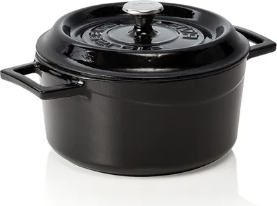 Produktbild von LAVA Kochtopf mit Deckel aus emailliertem Gusseisen Schwarz mit 2,8 Liter