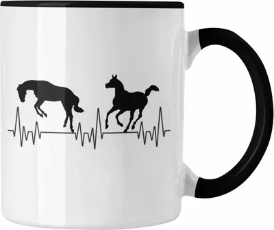 Produktbild von Trendation - Pferde Reiten Herzschlag Tasse Geschenk für Reiterin Hobby Geschenkidee (Schwarz)