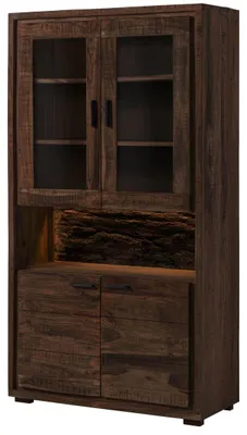 Produktbild von MASSIVMOEBEL24.DE Vitrine Akazie 98x40x180 dunkelbraun lackiert BARK #209