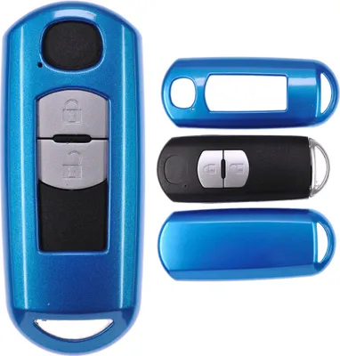 Produktbild von Auto Schlüssel Kunststoff Hülle ABS Plastik Schutz Cover Blau kompatibel mit Mazda 2 3 6 CX-3 CX-5 MX-5 KEYLESS SMARTKEY