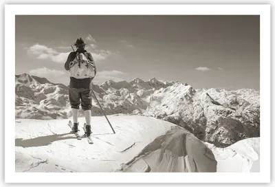 Produktbild von Poster - Poster ohne Rahmen - Skifahrer Bayern Sepia - 91,5x61 cm - Wand Bild - Wanddeko - Wandbilder - Kunstposter - Wandposter - Bilder - Kunstdruck - Wanddekoration - Wandbild - P2XAA91x61-4192