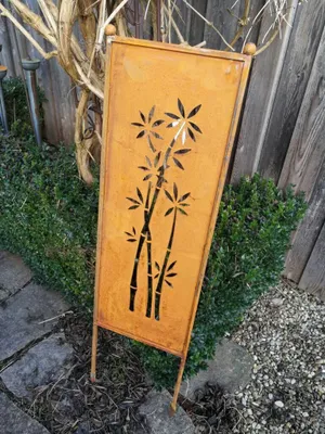 Produktbild von POSIWIO Sichtschutz Gartenstele Edelrost Bambus 116 x 32 cm