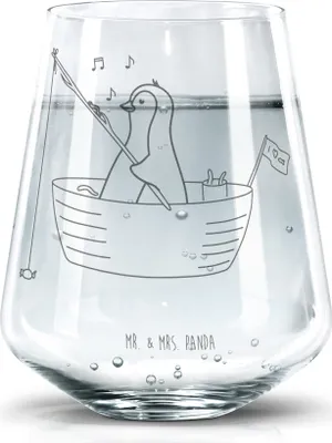 Produktbild von Mr. & Mrs. Panda Glas Pinguin Angelboot - Transparent - Geschenk, Boot, Tumbler, Optimistisch, Leben, Angeln, Wasserglas, Becherglas, Trinkglas, Neuanfang