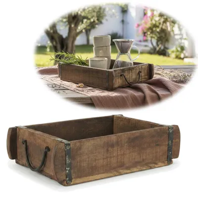 Produktbild von LS-LebenStil Holz Ziegelform Unika 31x30cm | Roadwood Recycelt | Braun Schublade Backsteinform Cutlery Deko Aufbewahrungsbox Pflanzkübel Besteckasten