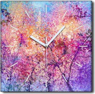 Produktbild von Coloray Uhr auf Leinwand 30x30 cm Wand Uhr Dekoration Wohnzimmer Segeltuch weiße Zeiger -Abstraktion Aquarell