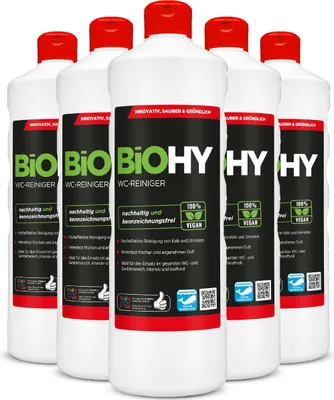 Produktbild von BiOHY WC-Reiniger, Toilettenreiniger, Kloreiniger, WC Erfrischer – 6er Pack (6 x 1 Liter Flasche)