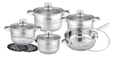 Produktbild von Cheffinger® Edelstahl Topfset 12 teilig für alle Herdarten Neu