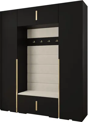 Produktbild von MEBLE KRYSPOL Inova 1 Möbelset Garderobe, 236,7x200x47cm - Schwarz, Manila 02, Gold