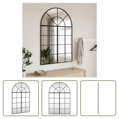 Obrázok produktu pre The Living Store Nástenné zrkadlo Black 80x120 cm Zakrivené železo