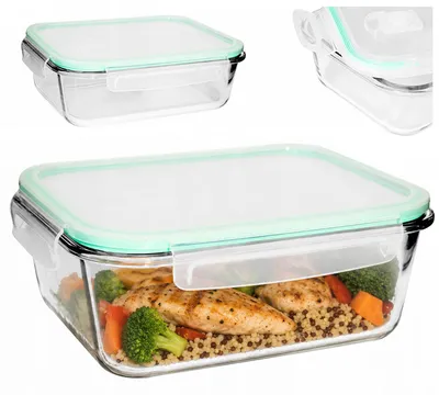 Zdjęcie produktu dla Pojemnik na Żywność 620ml Szklany Lunch Box Hermetyczna Pokrywa Żaroodporny