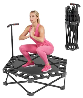 Zdjęcie produktu dla Składana trampolina fitness o średnicy 106 cm, z regulowaną rączką, udźwig do 275 kg