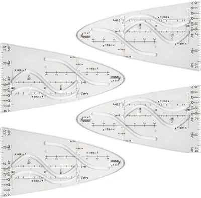 Immagine prodotto di Modelli trasparenti per parabole, confezione da 4 pezzi, per un disegno preciso, ideali per l'uso in matematica